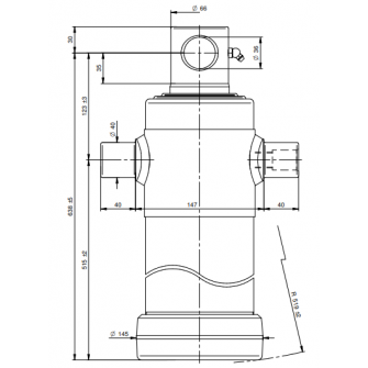Teleskopski cilinder 3 stopnje 11 ton 1493 mm z luknjo 4037F